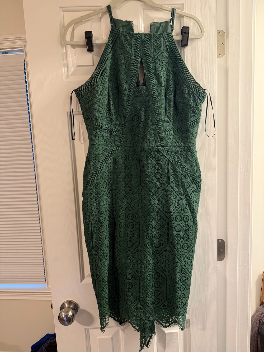Green Lace Halter Sheath Dress